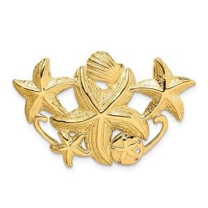 14k Yellow Gold Starfish Cluster Slide Charm Necklace Pendant